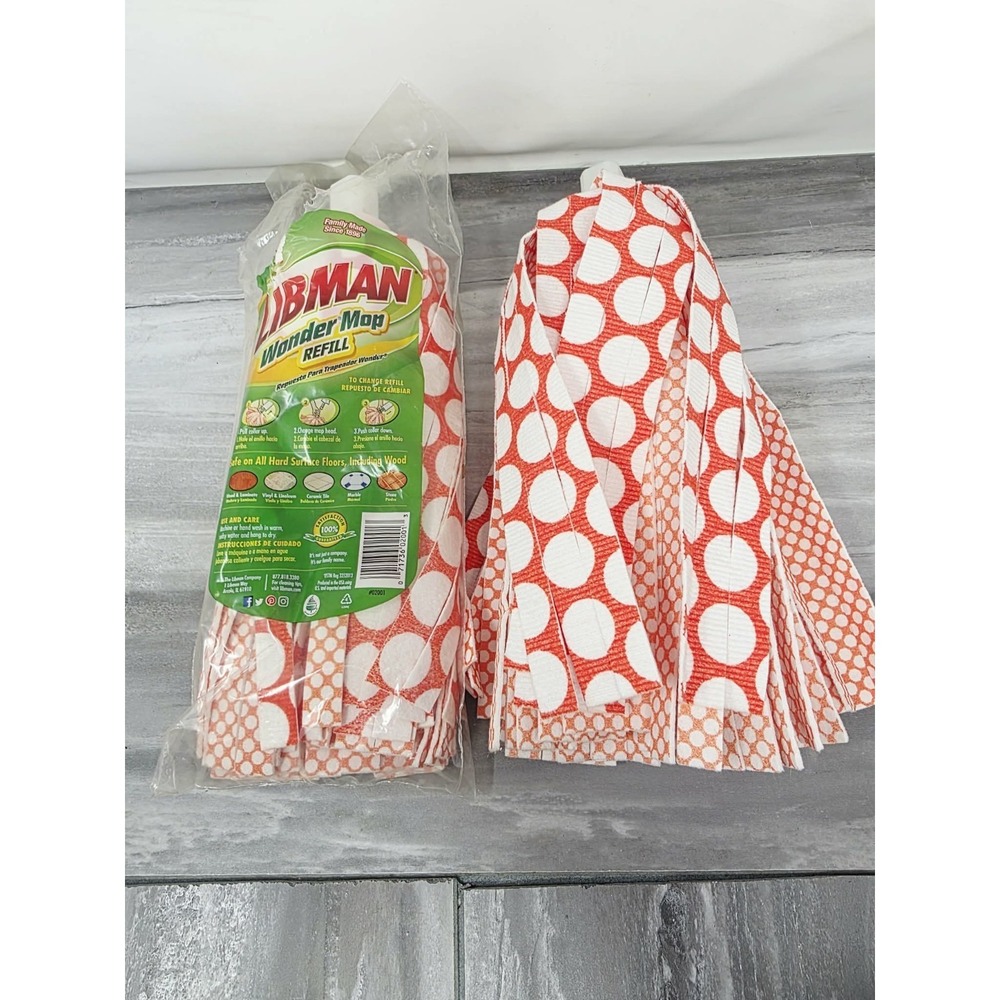 Libman Wonder Mop Head Refill Lot of‎ 2 Replacement Mop Heads Orange White